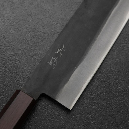 Nakiri Blue Steel #1 Edelstahlummantelung Kurouchi Lila Urushi Griff 165mm