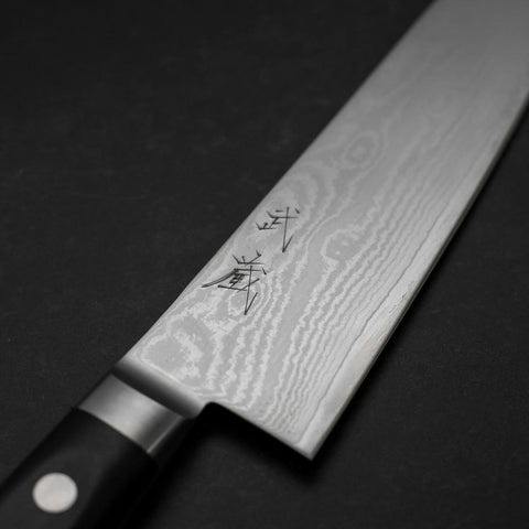 Santoku VG-10 Damast Schwarzer Westlicher Kirschholz Griff 175mm-[Musashi]-[Japan-Küchenmesser]