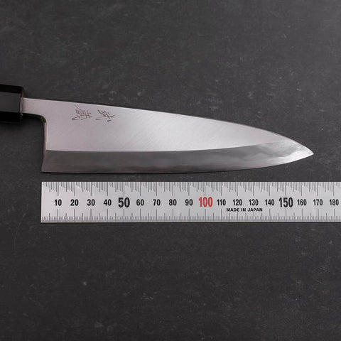 Aideba Blue Steel #1 Hon-Kasumi Büffelhorn und Teak Griff 165mm-[Musashi]-[Japan-Küchenmesser]