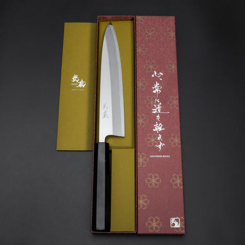 Aideba White Steel #2 Kasumi Buffalo Ebony Handle 240mm (9.4”)-[Musashi]-[Japan-Küchenmesser]