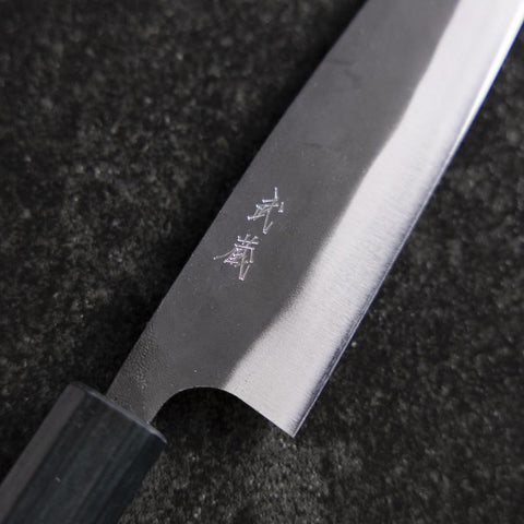 Ajikiri Blue Steel #1 Kurouchi Dunkelblauer Urushi Griff 145mm-[Musashi]-[Japan-Küchenmesser]