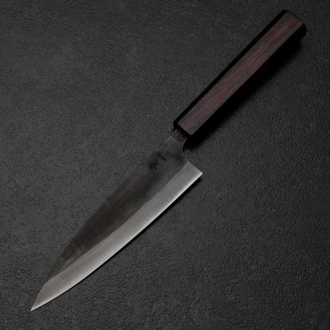 Ajikiri Blue Steel #1 Kurouchi Lila Urushi Griff 145mm-[Musashi]-[Japan-Küchenmesser]