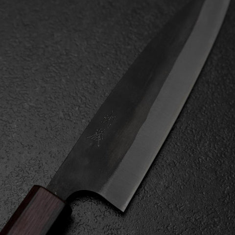 Ajikiri Blue Steel #1 Kurouchi Lila Urushi Griff 145mm-[Musashi]-[Japan-Küchenmesser]