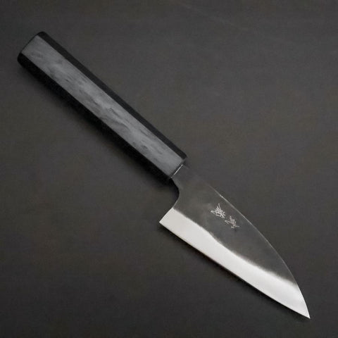 Ajikiri Blue Steel #2 Kurouchi Blauer Urushi Griff 105mm-[Musashi]-[Japan-Küchenmesser]
