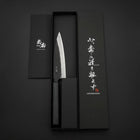 Ajikiri Blue Steel #2 Kurouchi Dunkelblauer Urushi Griff 145mm-[Musashi]-[Japan-Küchenmesser]