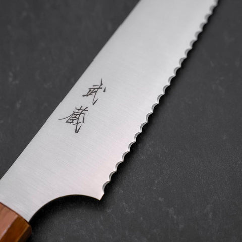 Bread knife Molybdenum Polished Yaki Urushi Handle 230mm-[Musashi]-[Japan-Küchenmesser]
