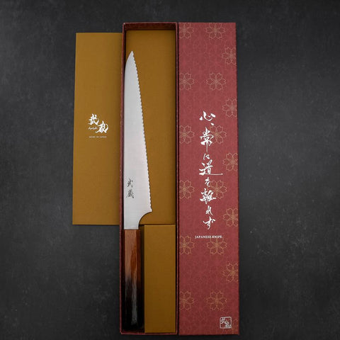 Brotmesser Molybdän Poliert Yaki Urushi Griff 230mm-[Musashi]-[Japan-Küchenmesser]