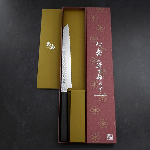 Brotmesser VG-10 Tsuchime Ebenholz Griff 210mm-[Musashi]-[Japan-Küchenmesser]
