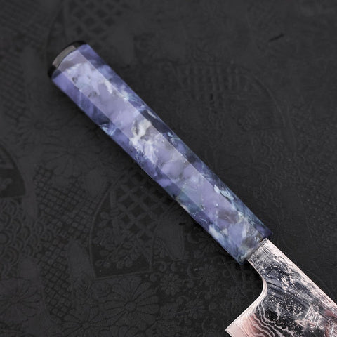 Bunka AUS-10 Nashiji Damast Blauer Ozeanplastik Griff 170mm-[Musashi]-[Japan-Küchenmesser]