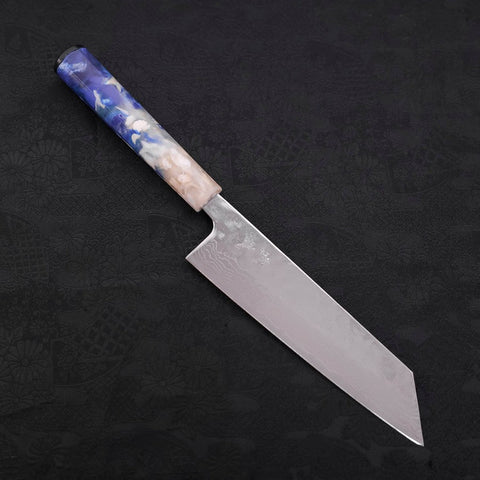 Bunka AUS-10, Nashiji Damast Kagami Ozeanplastik Griff in Weiß-Blau, 170mm-[Musashi]-[Japan-Küchenmesser]