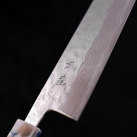 Bunka AUS-10, Nashiji Damast Kagami Ozeanplastik Griff in Weiß Mix, 170mm-[Musashi]-[Japan-Küchenmesser]