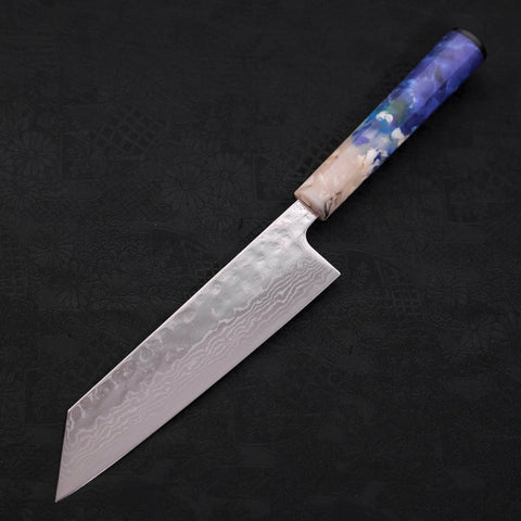 Bunka AUS-10 Nashiji Damast Kagami Weiß-Blauer Ozeanplastik Griff 170mm-[Musashi]-[Japan-Küchenmesser]