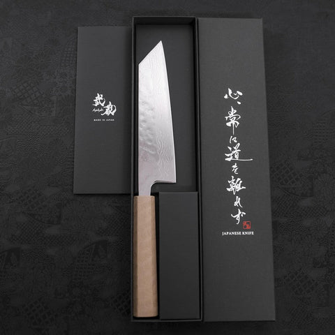 Bunka AUS-10 Nashiji Damast Kagami Weißer Ishime Urushi Griff 170mm-[Musashi]-[Japan-Küchenmesser]