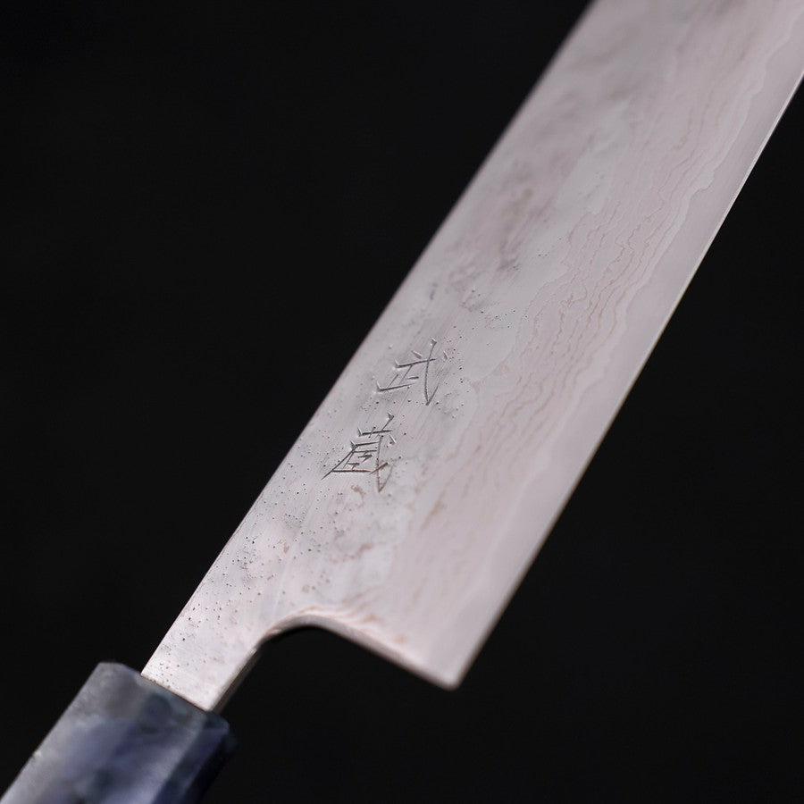 Bunka AUS-10, Nashiji Damast Ozeanplastik Griff in Blau, 170mm-[Musashi]-[Japan-Küchenmesser]