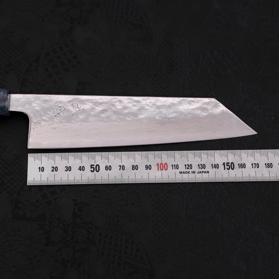 Bunka AUS-10, Nashiji Damast Ozeanplastik Griff in Blau, 170mm-[Musashi]-[Japan-Küchenmesser]