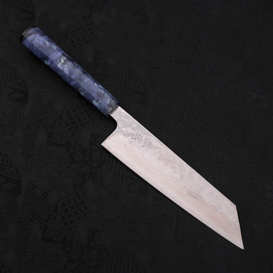 Bunka AUS-10, Nashiji Damast Ozeanplastik Griff in Blau, 170mm-[Musashi]-[Japan-Küchenmesser]