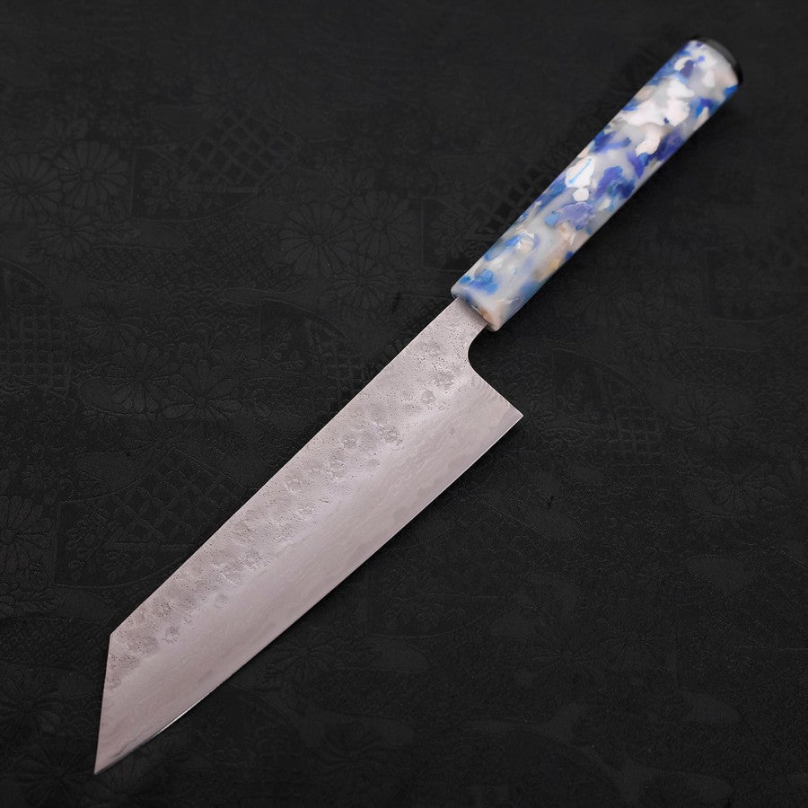 Bunka AUS-10, Nashiji Damast Ozeanplastik Griff in Blau-Weiß Mix, 170mm-[Musashi]-[Japan-Küchenmesser]