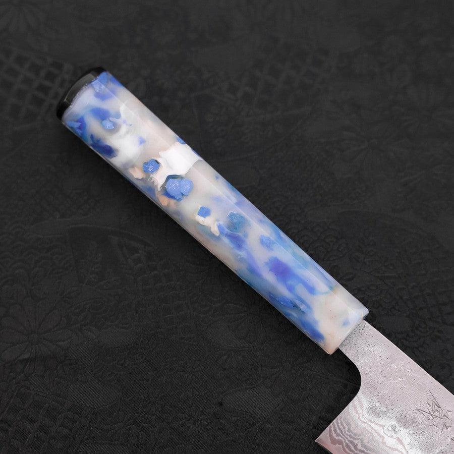 Bunka AUS-10, Nashiji Damast Ozeanplastik Griff in Blau-Weiß Mix, 170mm-[Musashi]-[Japan-Küchenmesser]