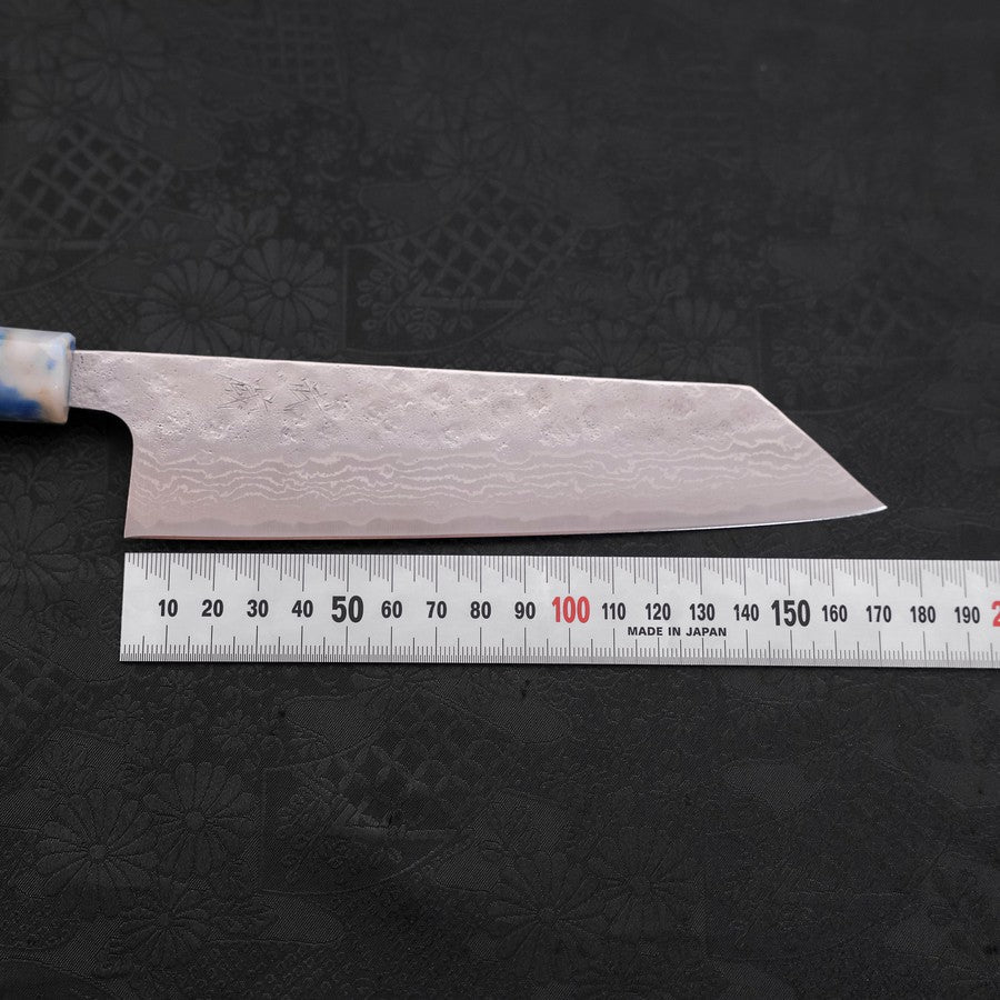 Bunka AUS-10, Nashiji Damast Ozeanplastik Griff in Blau-Weiß Mix, 170mm-[Musashi]-[Japan-Küchenmesser]