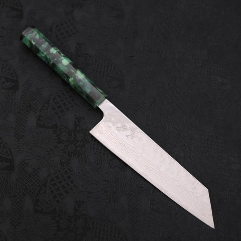 Bunka AUS-10, Nashiji Damast Ozeanplastik Griff in Grün, 170mm-[Musashi]-[Japan-Küchenmesser]