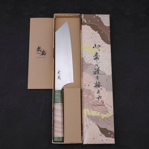 Bunka AUS-10 Poliert Grüner Ahornholz Griff 180mm-[Musashi]-[Japan-Küchenmesser]
