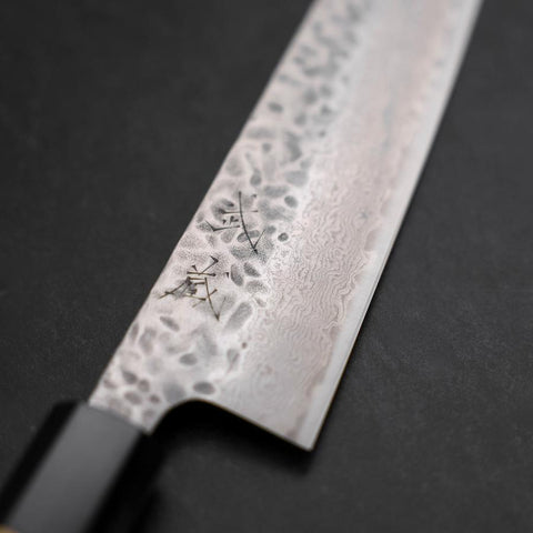 Bunka AUS-10 Tsuchime Damast Büffelhorn und Magnolienholz Griff 170mm-[Musashi]-[Japan-Küchenmesser]
