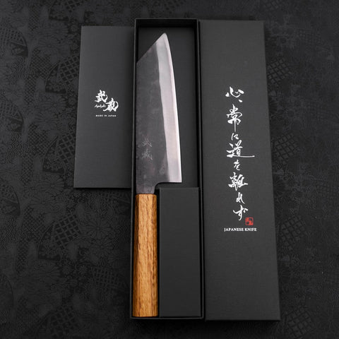 Bunka Blue Steel #1 Kurouchi Büffelhorn und Ebenholz Griff 180mm-[Musashi]-[Japan-Küchenmesser]