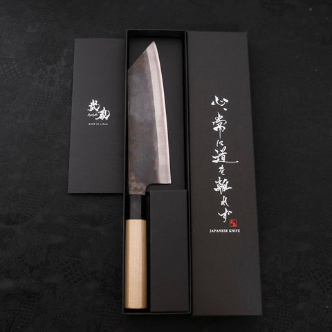 Bunka Blue Steel #1 Kurouchi Dark Blue Urushi Handle 190mm (7.5”)-[Musashi]-[Japan-Küchenmesser]