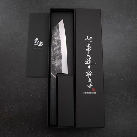 Bunka Blue Steel #1 Kurouchi Dunkelblauer Urushi Griff 170mm-[Musashi]-[Japan-Küchenmesser]