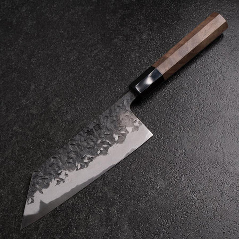Bunka Blue Steel #1 Kurouchi Tsuchime Buffalo Walnut Handle 165mm (6.5”)-[Musashi]-[Japan-Küchenmesser]