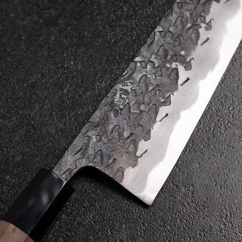 Bunka Blue Steel #1 Kurouchi Tsuchime Buffalo Walnut Handle 165mm (6.5”)-[Musashi]-[Japan-Küchenmesser]