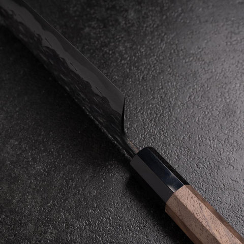 Bunka Blue Steel #1 Kurouchi Tsuchime Buffalo Walnut Handle 165mm (6.5”)-[Musashi]-[Japan-Küchenmesser]
