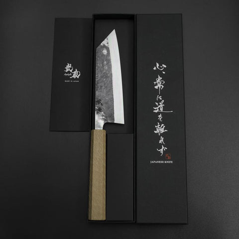 Bunka Blue Steel #1 Kurouchi Weißer Urushi Griff 170mm-[Musashi]-[Japan-Küchenmesser]