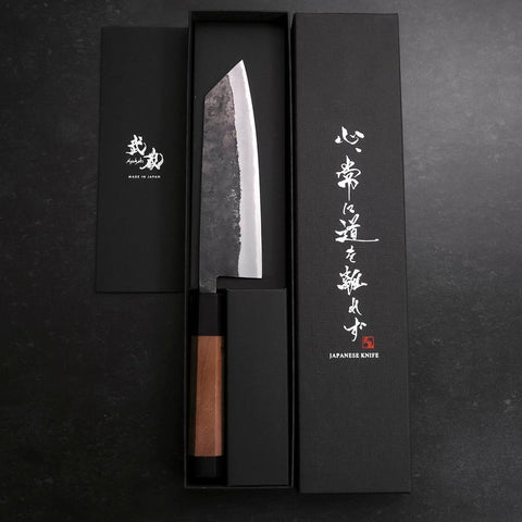 Bunka Blue Steel #2 Edelstahlummantelung Kurouchi Walnussholz Griff 165mm-[Musashi]-[Japan-Küchenmesser]