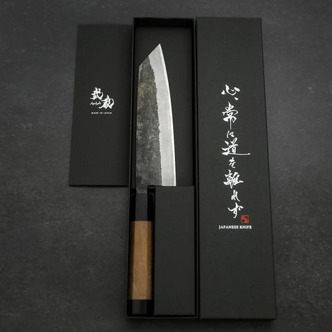 Bunka Blue Steel #2 Edelstahlummantelung Kurouchi Walnussholz Griff 180mm-[Musashi]-[Japan-Küchenmesser]