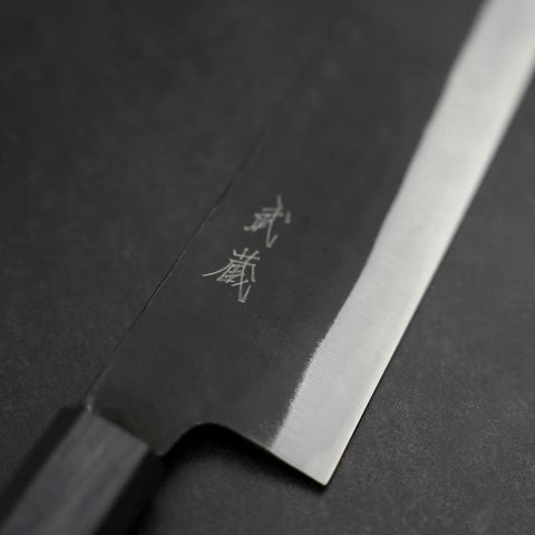 Bunka Blue Steel #2 Kurouchi Büffelhorn und Ebenholz Griff 170mm-[Musashi]-[Japan-Küchenmesser]