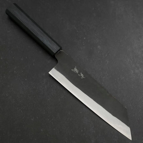 Bunka Blue Steel #2 Kurouchi Büffelhorn und Ebenholz Griff 170mm-[Musashi]-[Japan-Küchenmesser]