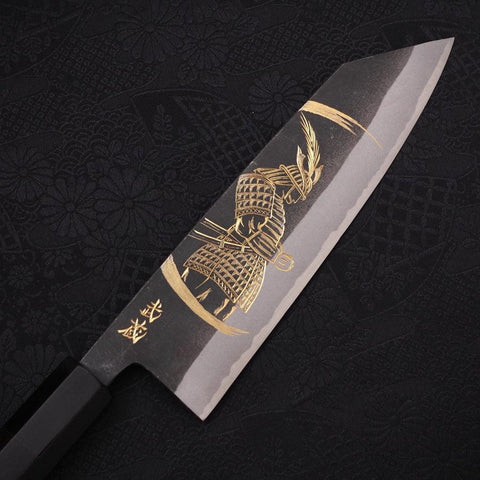 Bunka Blue Steel #2 Kurouchi Chokin "Samurai Im Neumond" Büffelhorn und Ebenholz Griff 175mm-[Musashi]-[Japan-Küchenmesser]