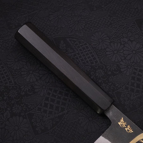 Bunka Blue Steel #2 Kurouchi Chokin "Samurai Im Neumond" Büffelhorn und Ebenholz Griff 175mm-[Musashi]-[Japan-Küchenmesser]