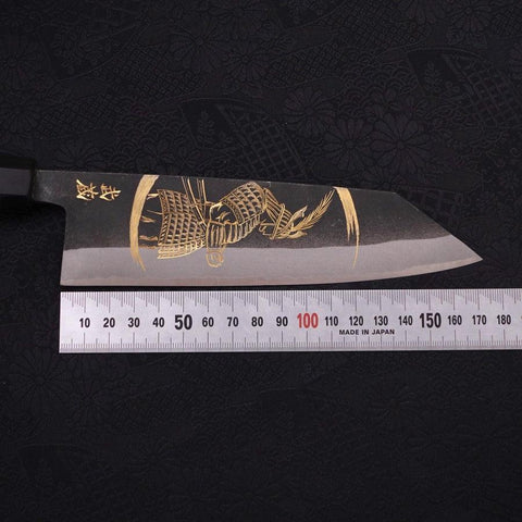 Bunka Blue Steel #2 Kurouchi Chokin "Samurai Im Neumond" Büffelhorn und Ebenholz Griff 175mm-[Musashi]-[Japan-Küchenmesser]