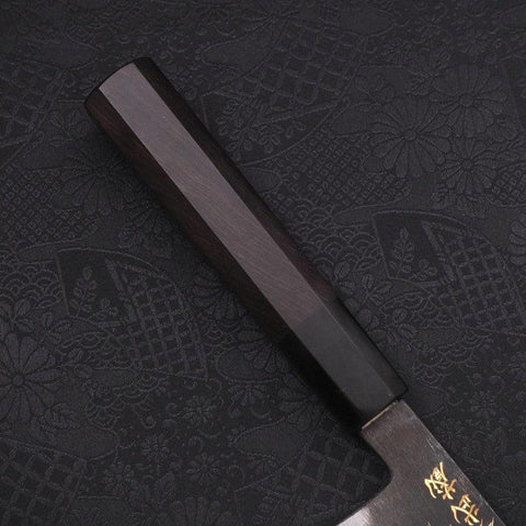 Bunka Blue Steel #2 Kurouchi Chokin "Tiger Im Bambus" Büffelhorn und Ebenholz Griff 175mm-[Musashi]-[Japan-Küchenmesser]