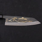 Bunka Blue Steel #2 Kurouchi Chokin "Welle An Fuji" Büffelhorn und Ebenholz Griff 175mm-[Musashi]-[Japan-Küchenmesser]