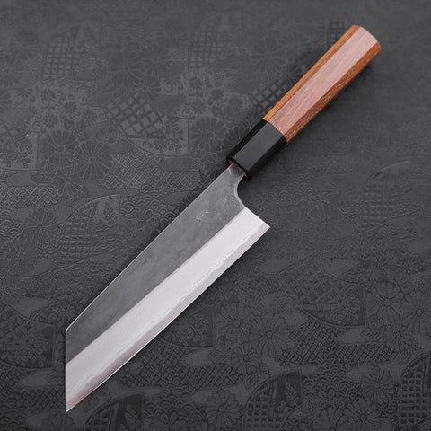 Bunka Blue Steel #2 Kurouchi Damast Büffelhorn und Teakholz Griff 165mm-[Musashi]-[Japan-Küchenmesser]
