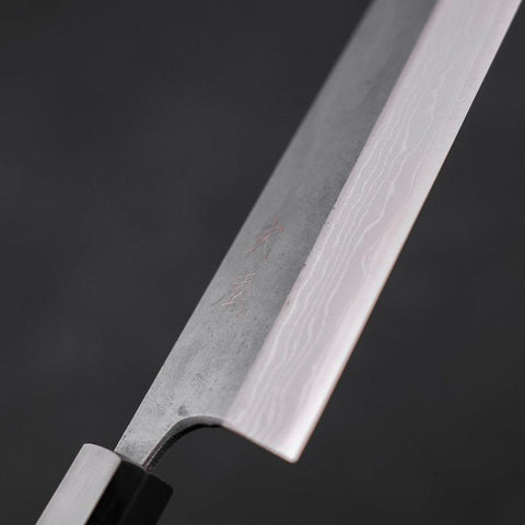 Bunka Blue Steel #2 Kurouchi Damast Büffelhorn und Teakholz Griff 165mm-[Musashi]-[Japan-Küchenmesser]