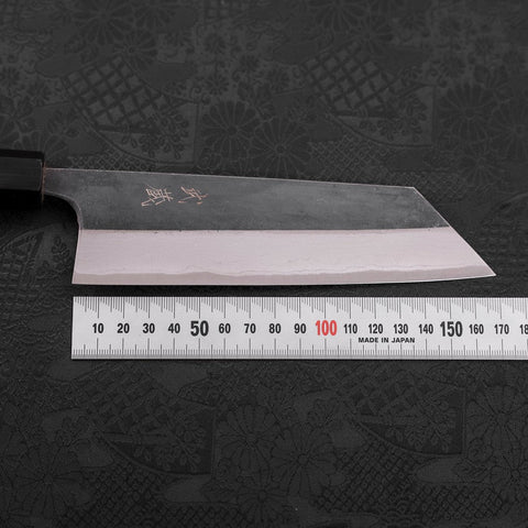 Bunka Blue Steel #2 Kurouchi Damast Büffelhorn und Teakholz Griff 165mm-[Musashi]-[Japan-Küchenmesser]