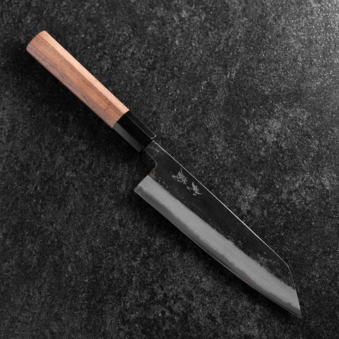 Bunka Blue Steel #2 Kurouchi Damast Büffelhorn und Walnussholz Griff 180mm-[Musashi]-[Japan-Küchenmesser]