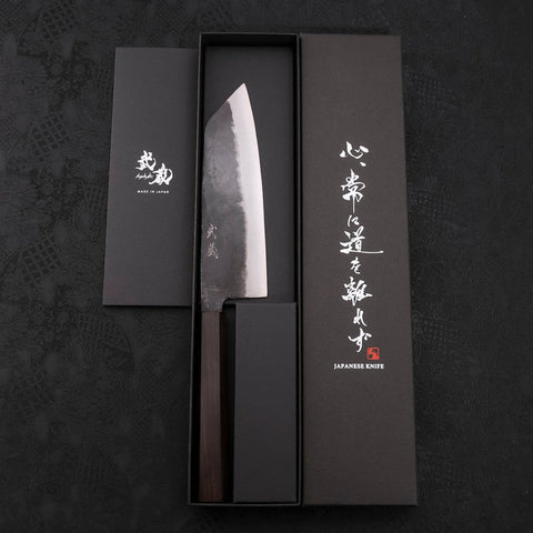 Bunka Blue Steel #2, Kurouchi Ebenholz Griff, 165mm-[Musashi]-[Japan-Küchenmesser]