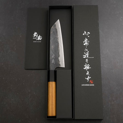 Bunka Blue Steel #2, Kurouchi Sumi Urushi Griff, 165mm-[Musashi]-[Japan-Küchenmesser]