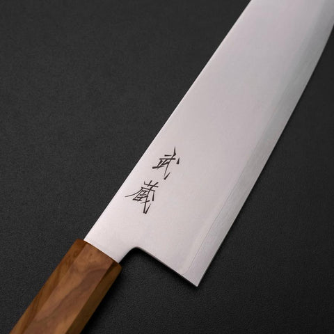 Bunka Blue Steel #2 Poliert Olivenholz Griff 170mm-[Musashi]-[Japan-Küchenmesser]