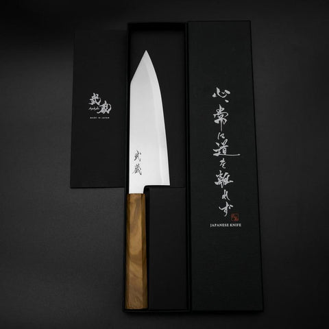 Bunka Blue Steel #2 Poliert Olivenholz Griff 170mm-[Musashi]-[Japan-Küchenmesser]